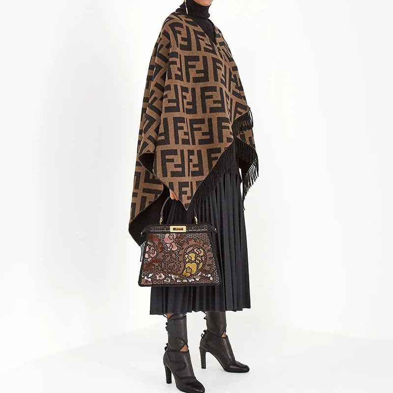 预订FENDI\芬迪 FF经典图案羊毛与羊绒斗篷 140*150CM图片
