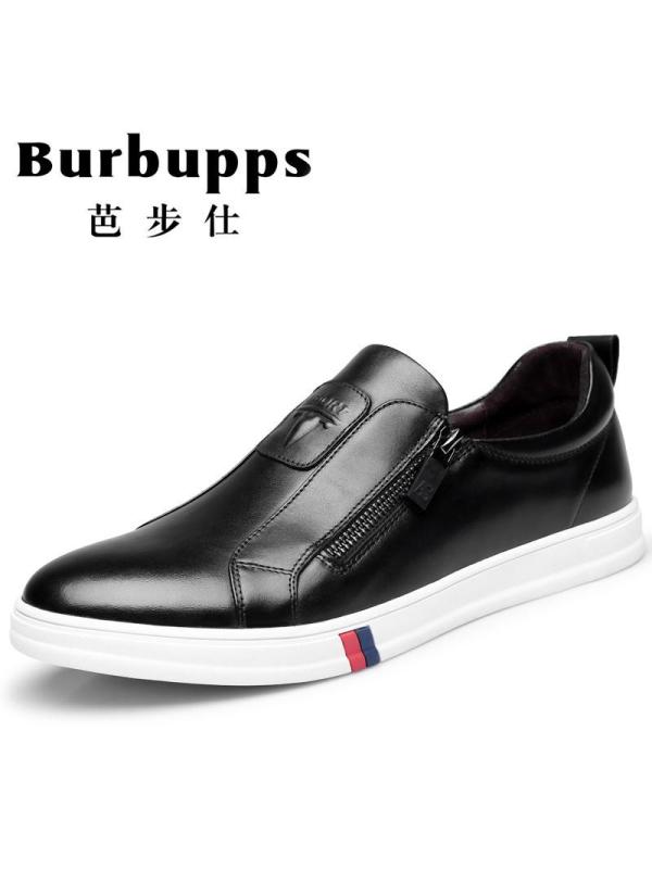 法国品牌Burbupps芭步仕新款真皮商务休闲鞋 男士套脚舒适耐磨低帮板鞋牛皮男鞋