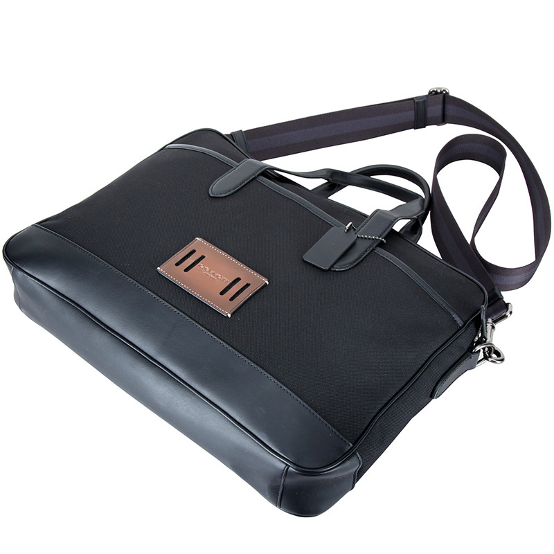 coach蔻驰男包男士黑色帆布手提肩背斜挎公文包f31277qbbk