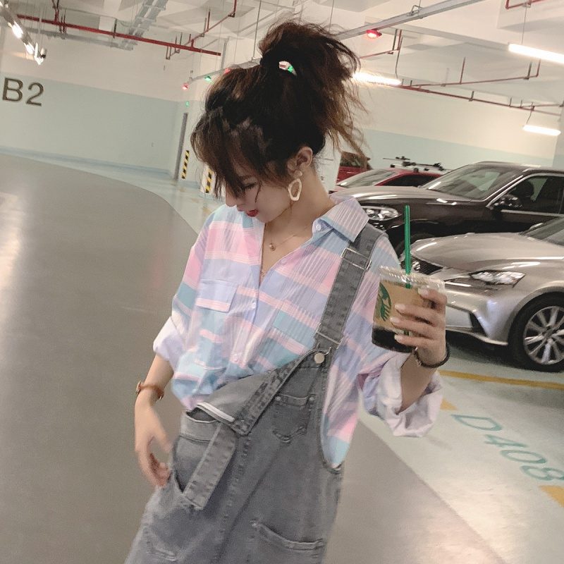 如熙 格子衬衫女防晒长袖外套女士衬衫