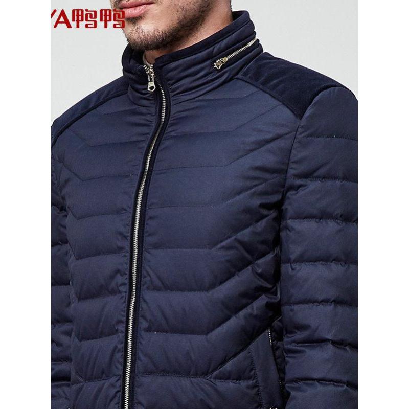 鸭鸭 秋冬新款 拼接立领商务羽绒服男短款冬装正品青年A-3518