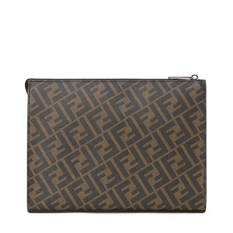 预订 FENDI芬迪 男士手拿包 FF标识老花款7VA433织物\牛皮革图片