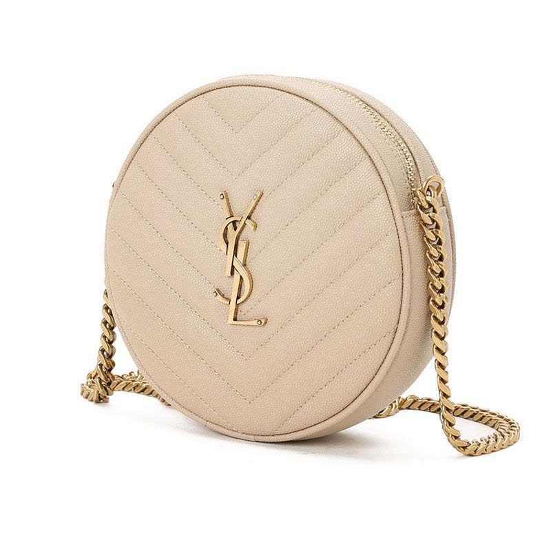 YSL 圣罗兰 VINYLE 圆饼 字母LOGO 绗缝皮 610436图片
