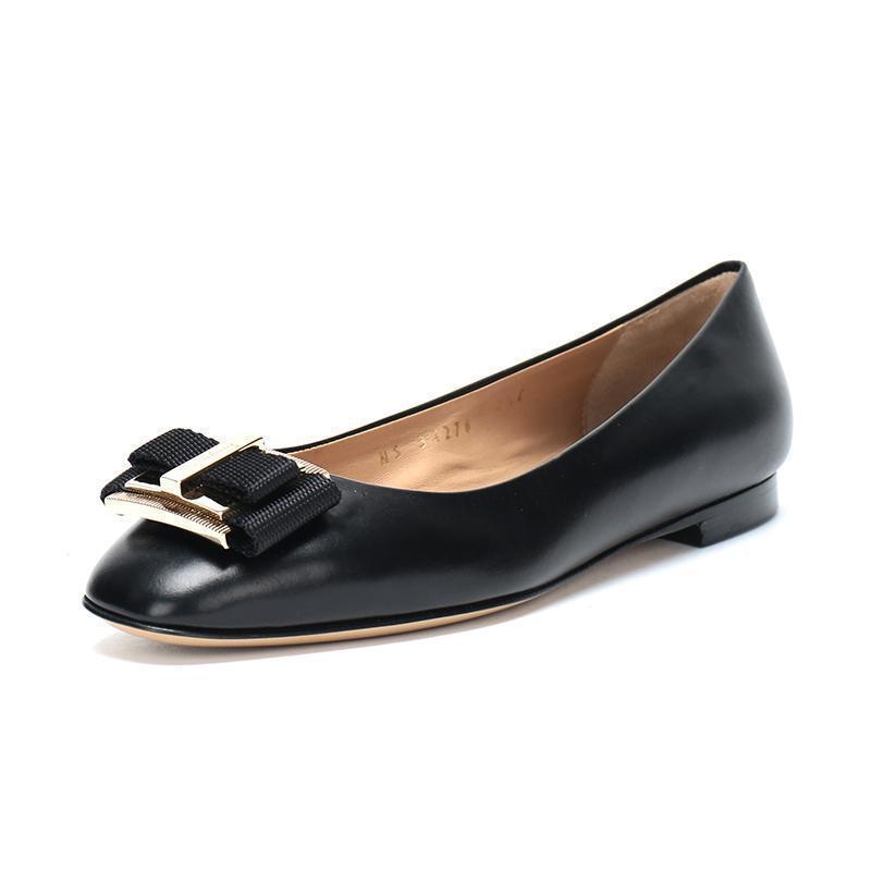 Salvatore Ferragamo 萨瓦托·菲拉格慕 女士牛皮双蝴蝶结平底鞋 0672615