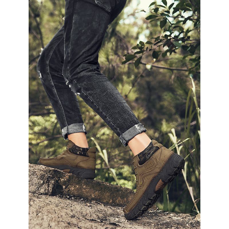 英伦班纳(ENLEN&BENNA)2019新款男鞋户外休闲男皮鞋英伦真皮高帮工装大码户外运动鞋子潮图片