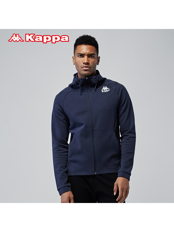 Kappa卡帕秋男运动服简约帅气保暖连帽开衫卫衣外套K0752MK11D