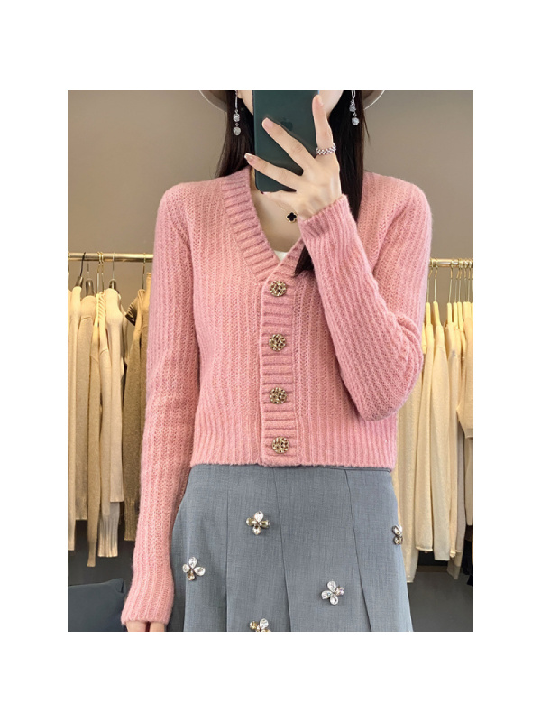 法式小香风羊毛开衫外套女秋季女装短款修身气质毛衣外搭上衣