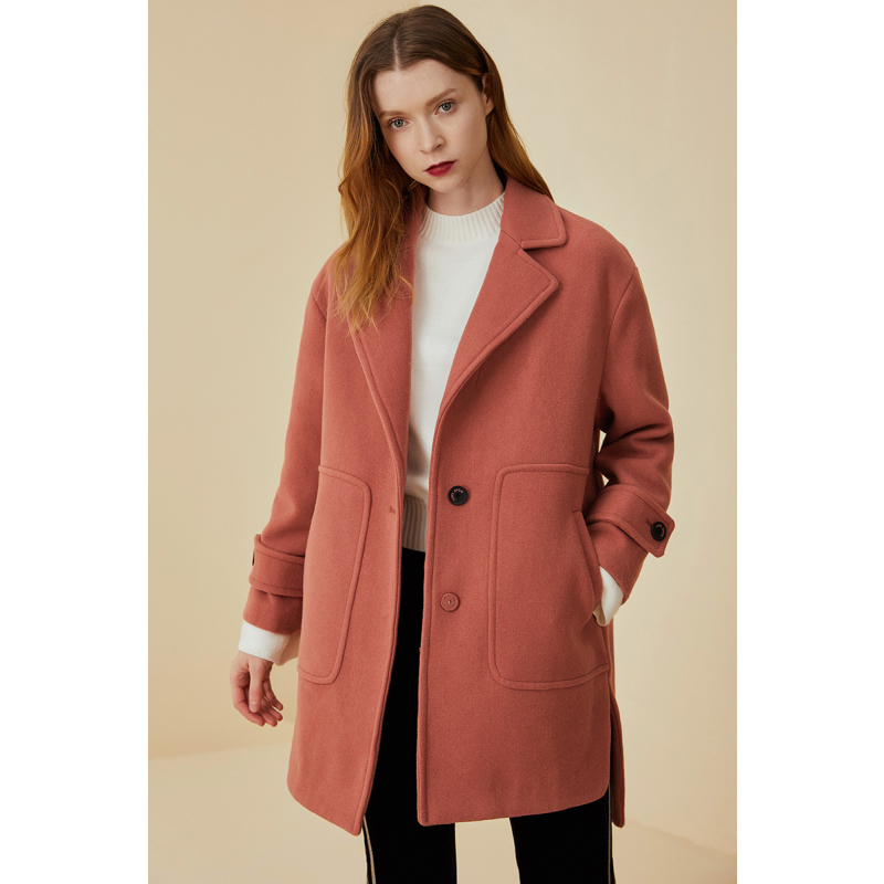 下架红袖女装宽松显瘦前短后长中长款直筒毛呢视频