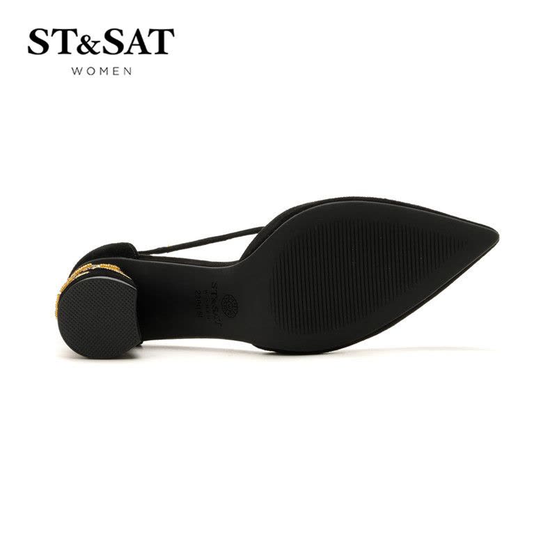 St&Sat/星期六春秋季商场同款羊反绒一字带女单鞋SS73114280图片