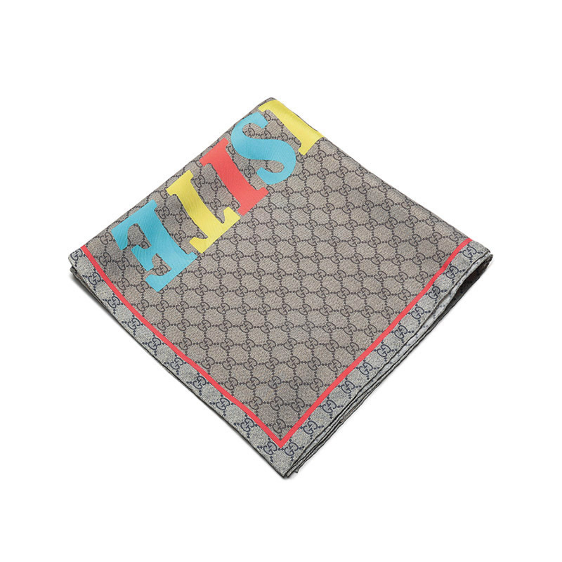 古驰gucci男士桑蚕丝方巾丝巾围巾7213214g001