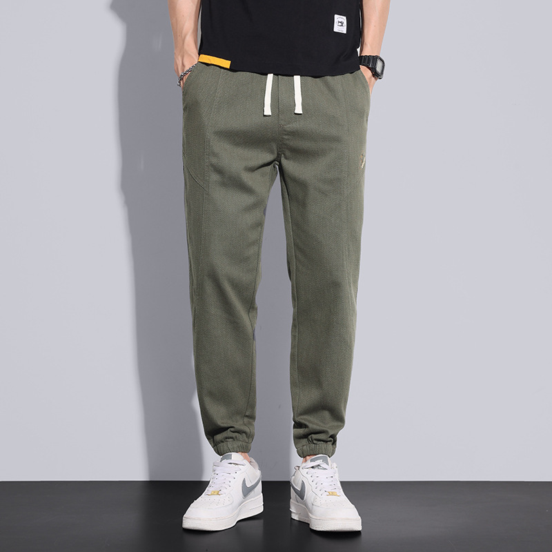 ceba舒适松紧腰休闲裤男士夏季束脚宽松九分裤子男透气哈伦裤2023新款