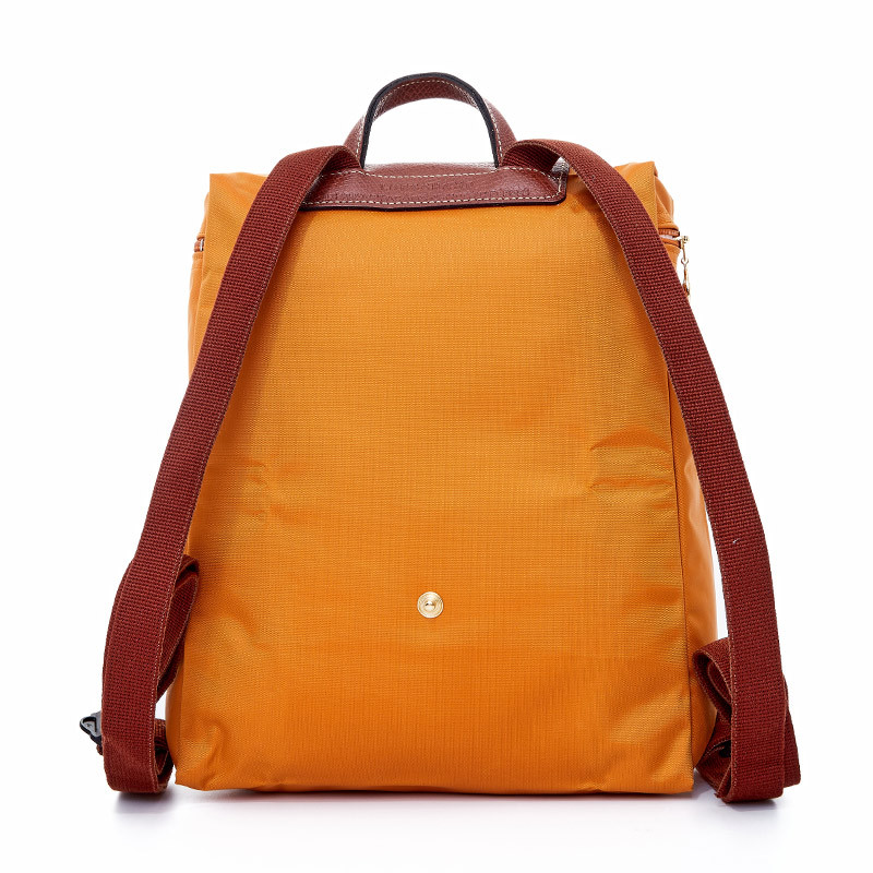 珑骧longchamp奢侈品女士橙色织物可折叠双肩背包l1699089025