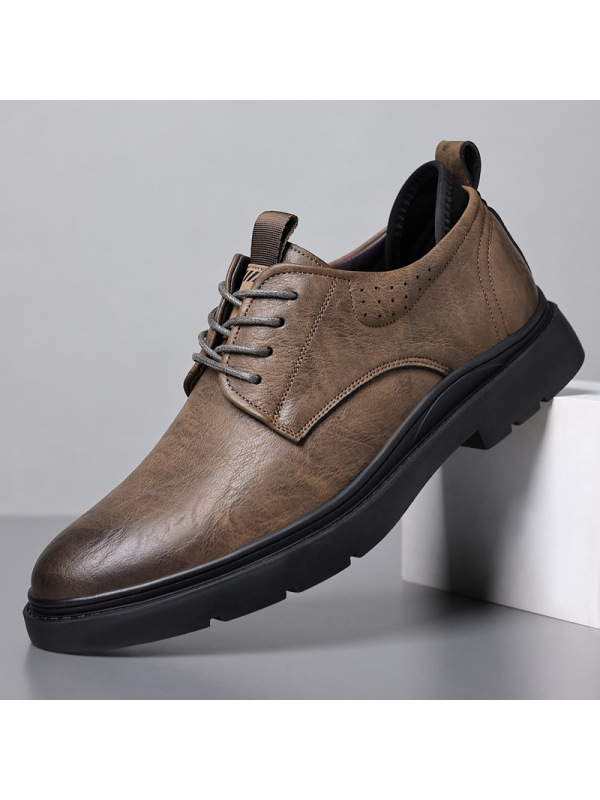 男式休闲皮鞋春季新款时尚潮流单鞋复古工装鞋子男士