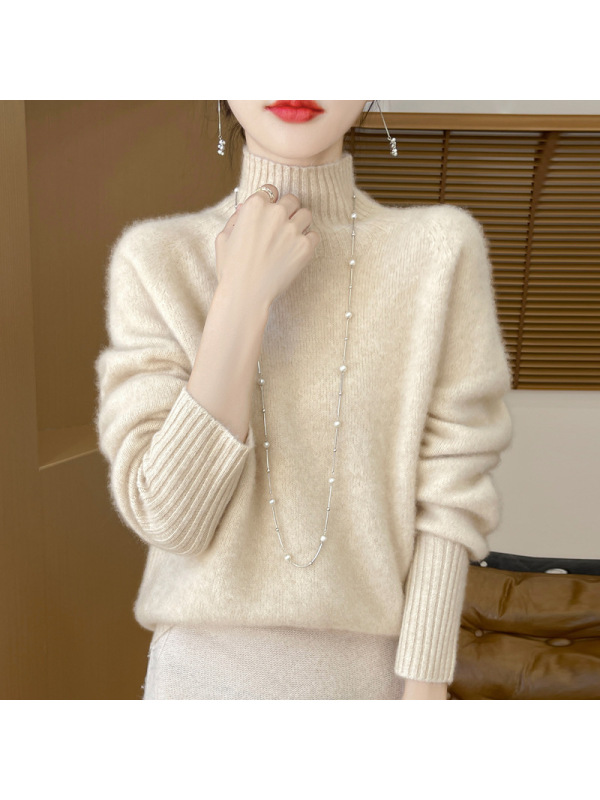 秋冬宽松纯色上衣一线新款毛衣羊毛加厚内搭长袖高领针织衫成衣