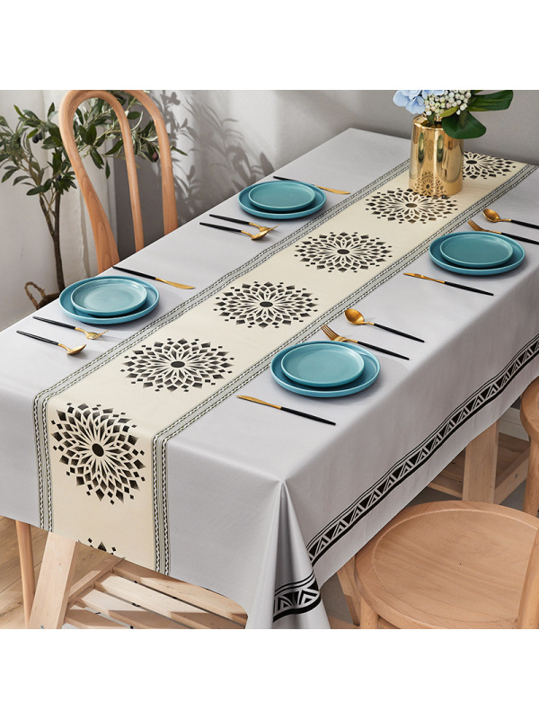 Cebapvc防水餐桌布欧美酒店桌布聚会假期晚餐厅餐遮盖布桌套防油