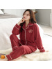 睡衣女士秋冬季珊瑚绒加厚加绒法兰绒开衫保暖大码家居服女款套装