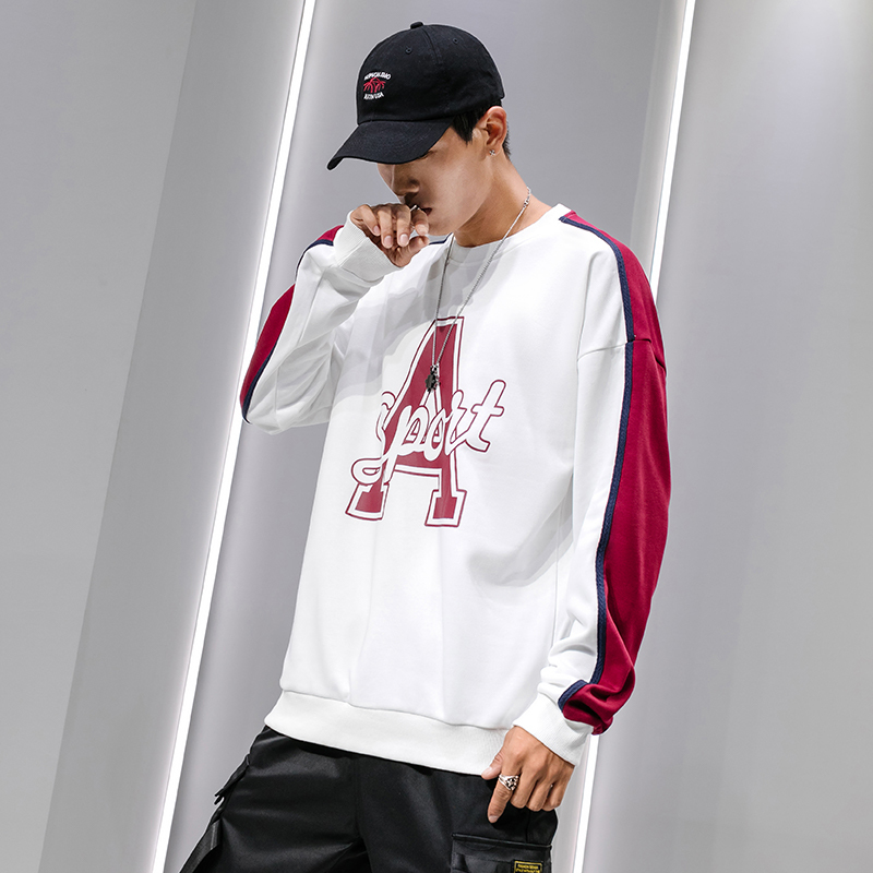 男士卫衣2019春秋季新款卫衣男士连帽文字港风宽松套头帽衫男外套潮牌