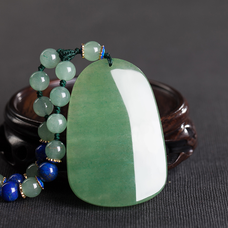 石头记天然绿东陵玉观音坠青金石长项链气质毛衣链平安祝福