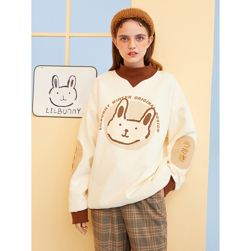 LILBUNNY兔子情侣装卫衣冬装韩版宽松打底衫潮保暖加绒冬季上衣男【尺码偏大 建议拍小一码】