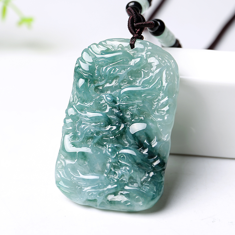 印象眸翡翠龙牌玉吊坠飘花九龙护主玉石坠子一物一拍多款可选附送证书