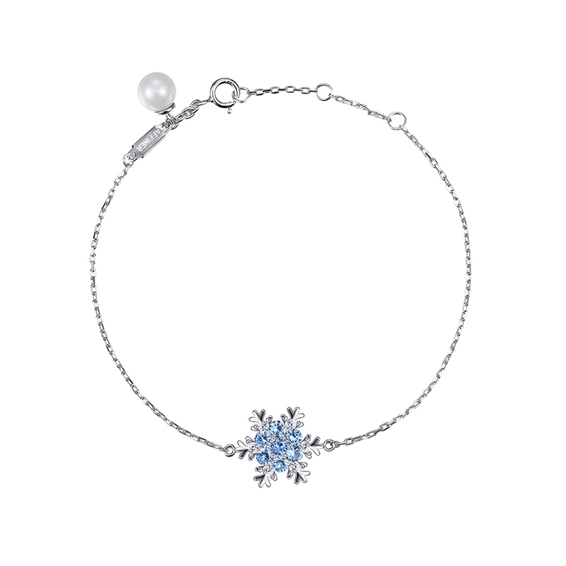 affiner唯美雪花手链女925纯银饰施华洛世奇元素ins小众闺蜜礼物afb