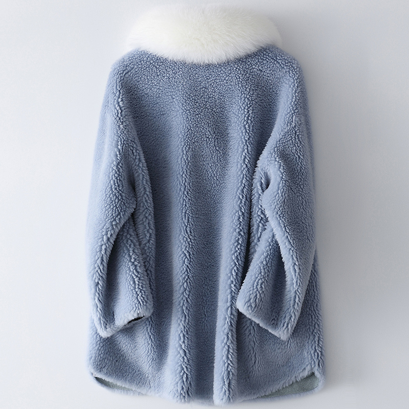 憨厚皇后100羊毛狐狸毛领羊剪绒大衣秋冬时尚新款女宽松皮草外套