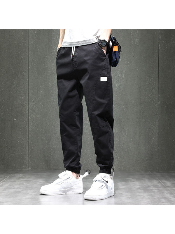 Ceba小清新休闲裤男小奶狗微哈工装裤潮流韩版大口袋裤子男魔术贴束脚