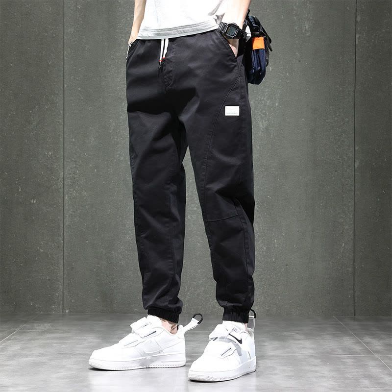 Ceba小清新休闲裤男小奶狗微哈工装裤潮流韩版大口袋裤子男魔术贴束脚图片