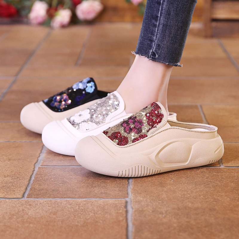 包头半拖鞋女外穿鞋子夏季新款休闲一脚蹬懒人小白鞋zy-xfl56