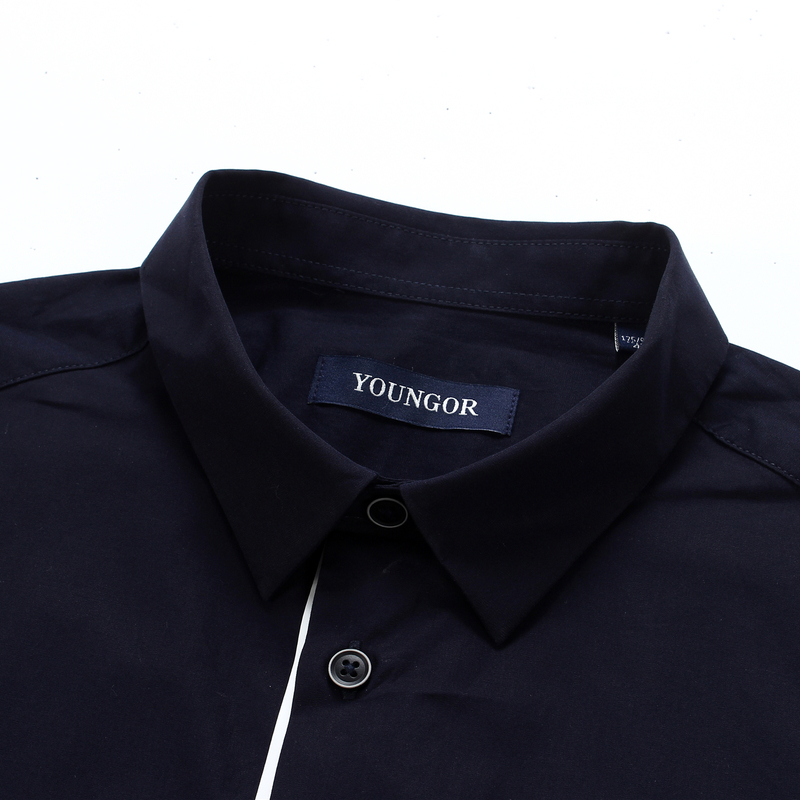 Youngor/雅戈尔秋冬新品男士商务正装纯棉蓝色修身长袖衬衫169FJY