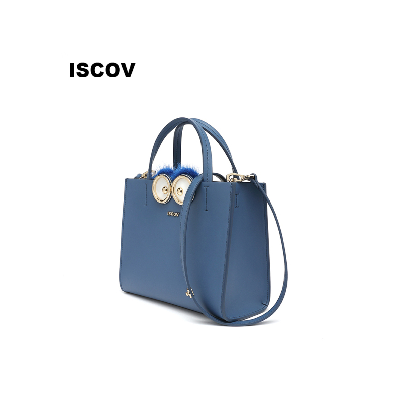 ISCOV质感包包女潮金属大眼仔真皮手提单肩斜挎包