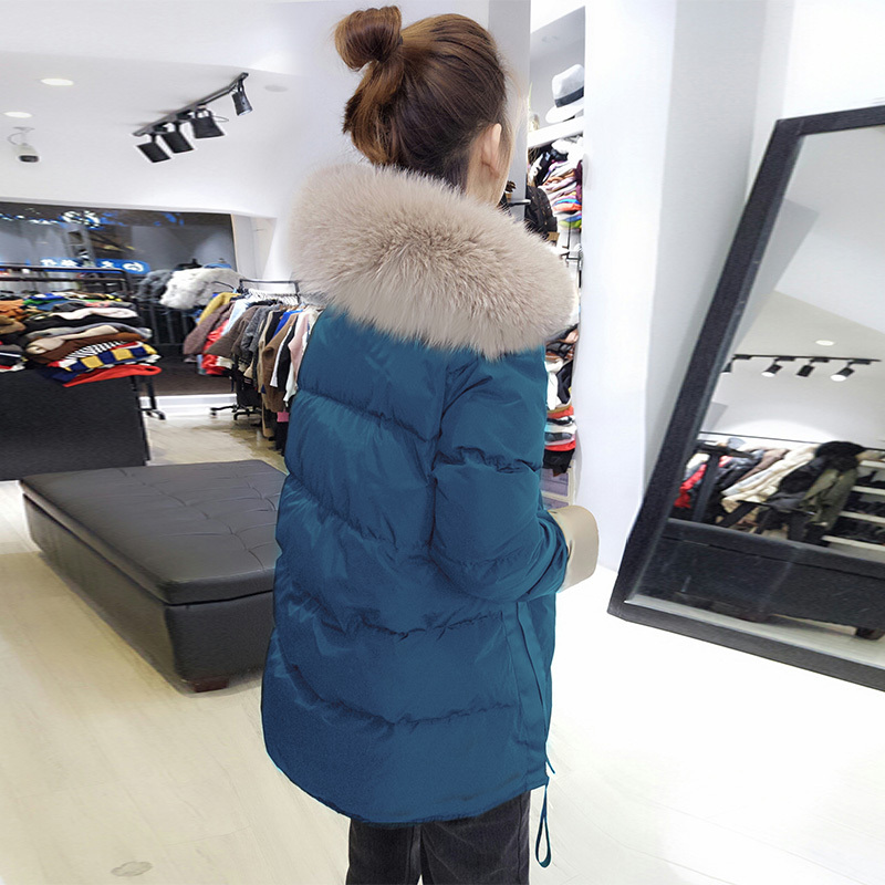 梵莉思(FANLISI)大毛领羽绒服女2019新款小个子连帽黑色白鸭绒网红时尚欧洲站外套F184n05140p
