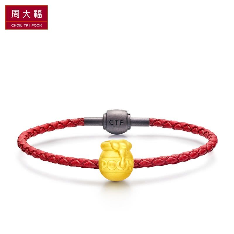 周大福迪士尼小熊维尼蜜糖罐转运珠足金黄金吊坠R18819图片