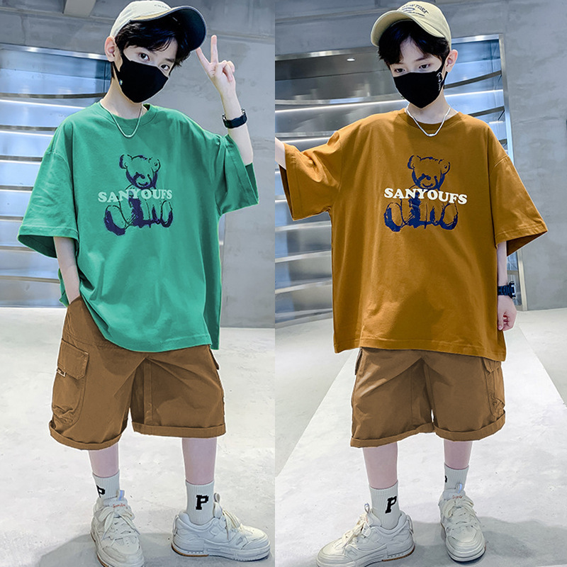 儿童装男童夏装套装新款夏季大童男孩夏款衣服潮帅气两件套薄