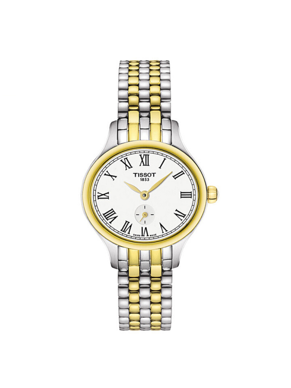 瑞士tissot天梭手表女臻时系列石英椭圆形时尚女表间金白盘钢带t