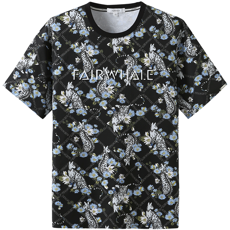 马克华菲短袖t恤男2020夏季新款潮牌图案印花满印潮流花宽松上衣