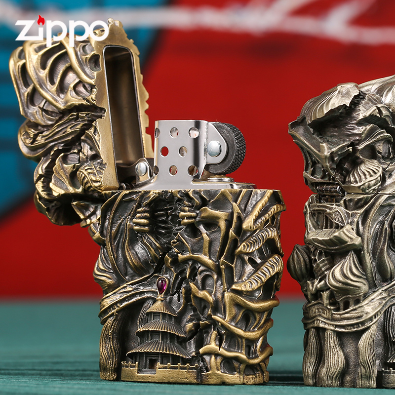 zippo芝宝正版打火机世界建筑古铜色创意防风煤油男士火机