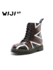 WIJI女鞋冬季新款高帮厚底时尚马丁靴英伦系带百搭圆头休闲皮靴子