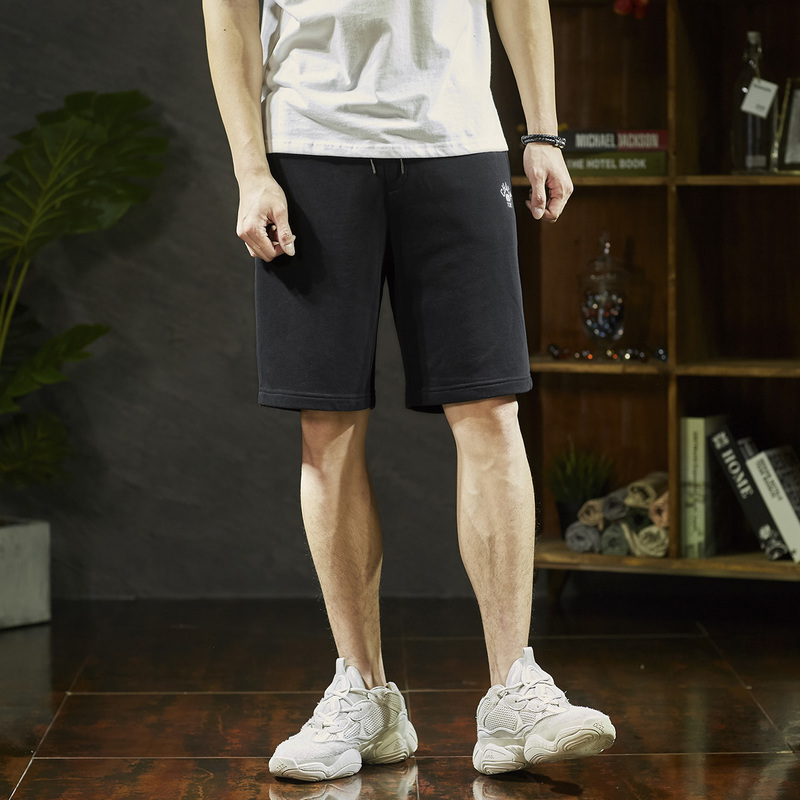 唐狮2019夏新款休闲短裤男潮运动男士短裤五分裤黑色短裤子男宽松