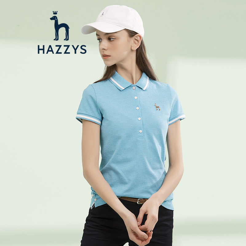 哈吉斯HAZZYS 春季新款T恤女舒适简约休闲POLO衫