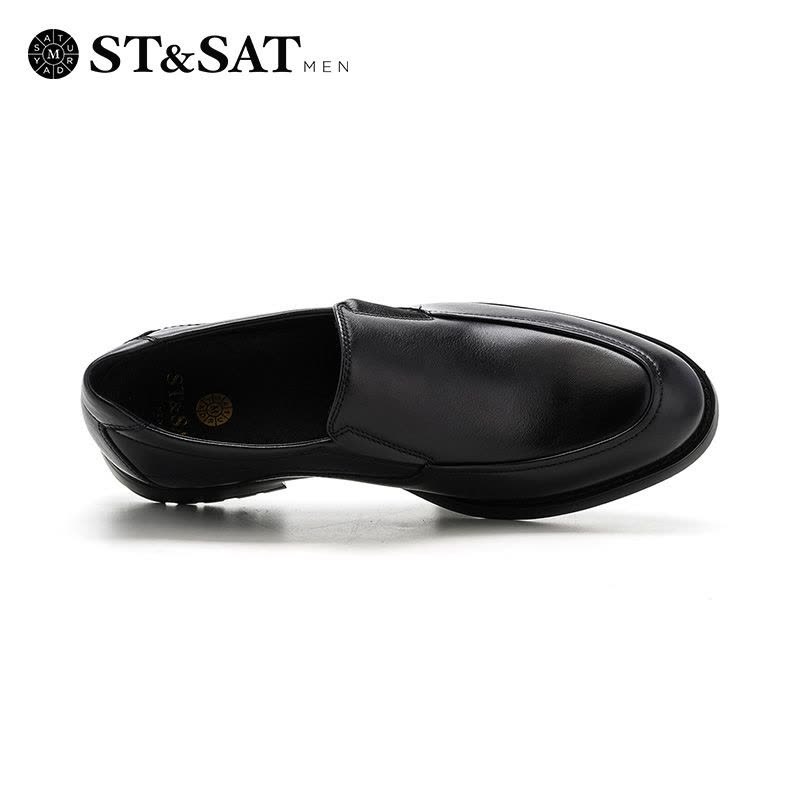 St&Sat/星期六牛皮革方跟圆头商务休闲男单鞋SS73123217图片