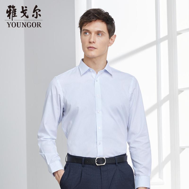 Youngor/雅戈尔春季新品男士商务正装蓝色DP免烫长袖衬衫248IJA