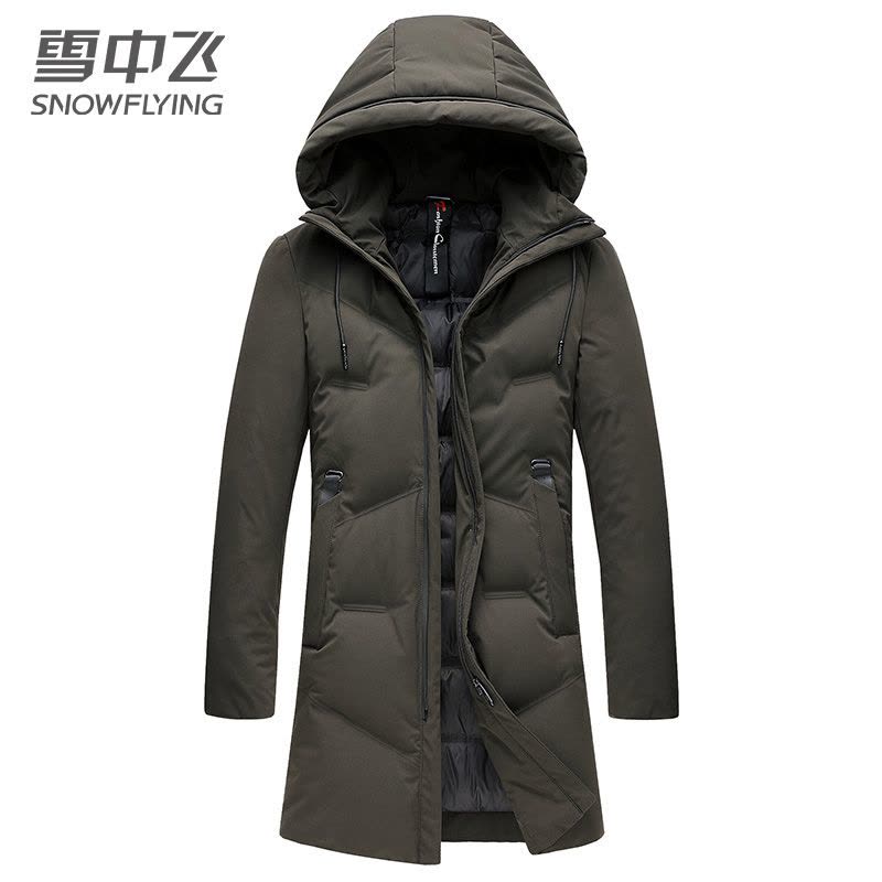 雪中飞冬新款加厚连帽羽绒服中长款商务休闲保暖外套男图片