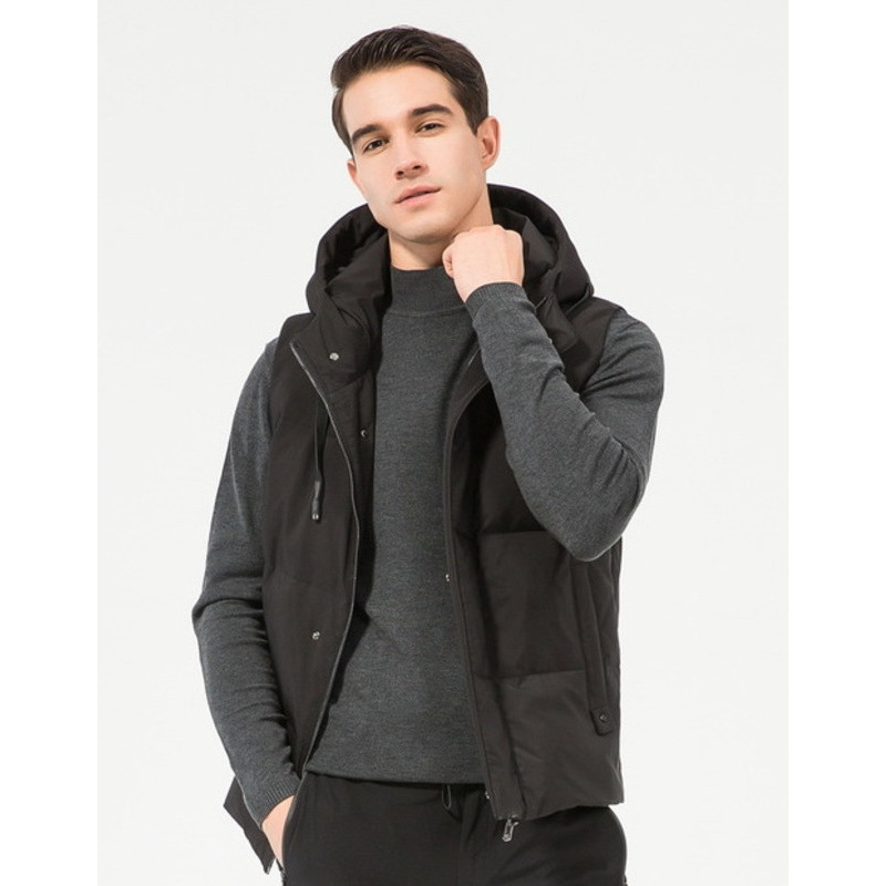 artsdon/阿仕顿男装秋冬款羽绒马甲连帽羽绒服马甲外套男