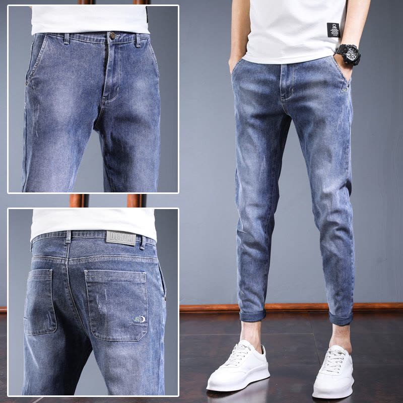 Ceba2022年新款 九分裤牛仔裤男 休闲帅先生男装9分弹力修身牛仔裤 潮图片