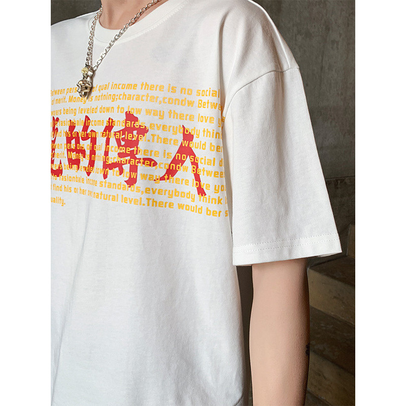 2019男士夏季新款休闲潮流个性印花体恤潮宽松短袖T恤男LA-MD-9111