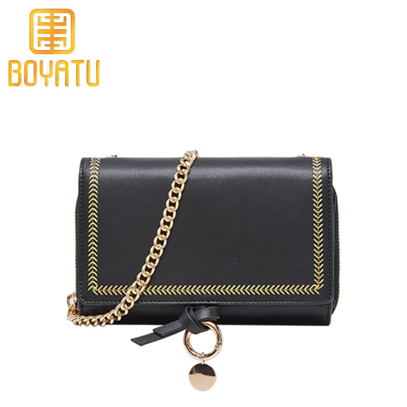 柏雅图(boyatu)简约百搭链条斜挎包女小包包新款圆环单肩手拿包女