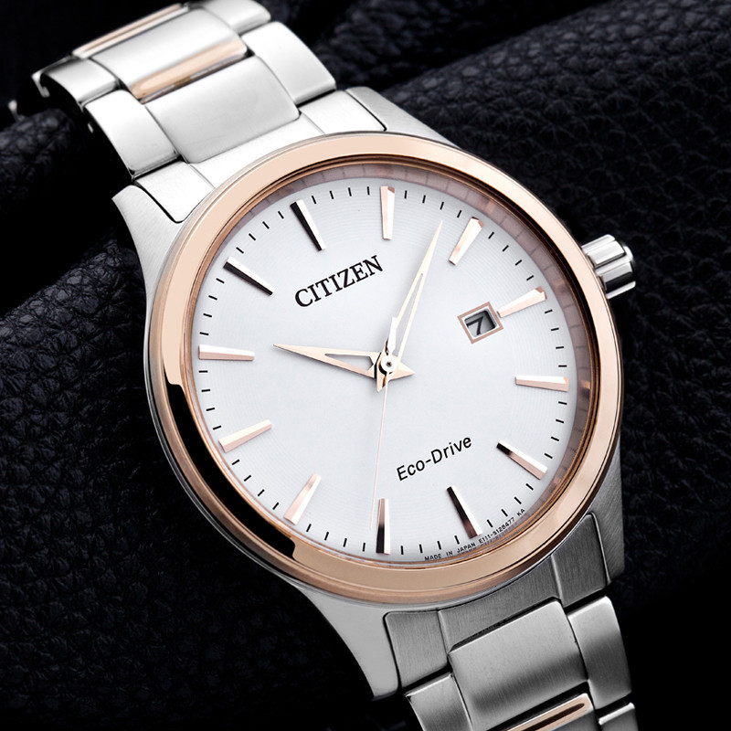 西铁城citizen手表光动能白盘大三针带日期休闲时尚男表bm729451a
