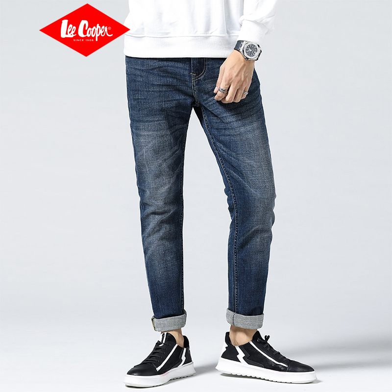 leecooper牛仔裤男秋季修身款小脚哈伦裤子男日系潮流男士弹力宽松