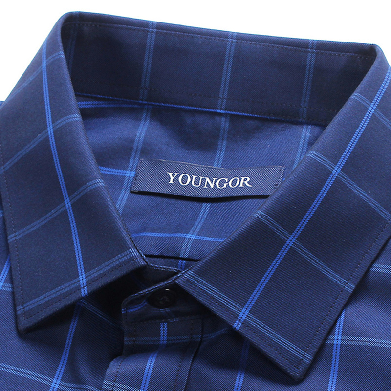 Youngor/雅戈尔秋冬新品男士商务正装纯棉蓝色修身长袖衬衫300FFY